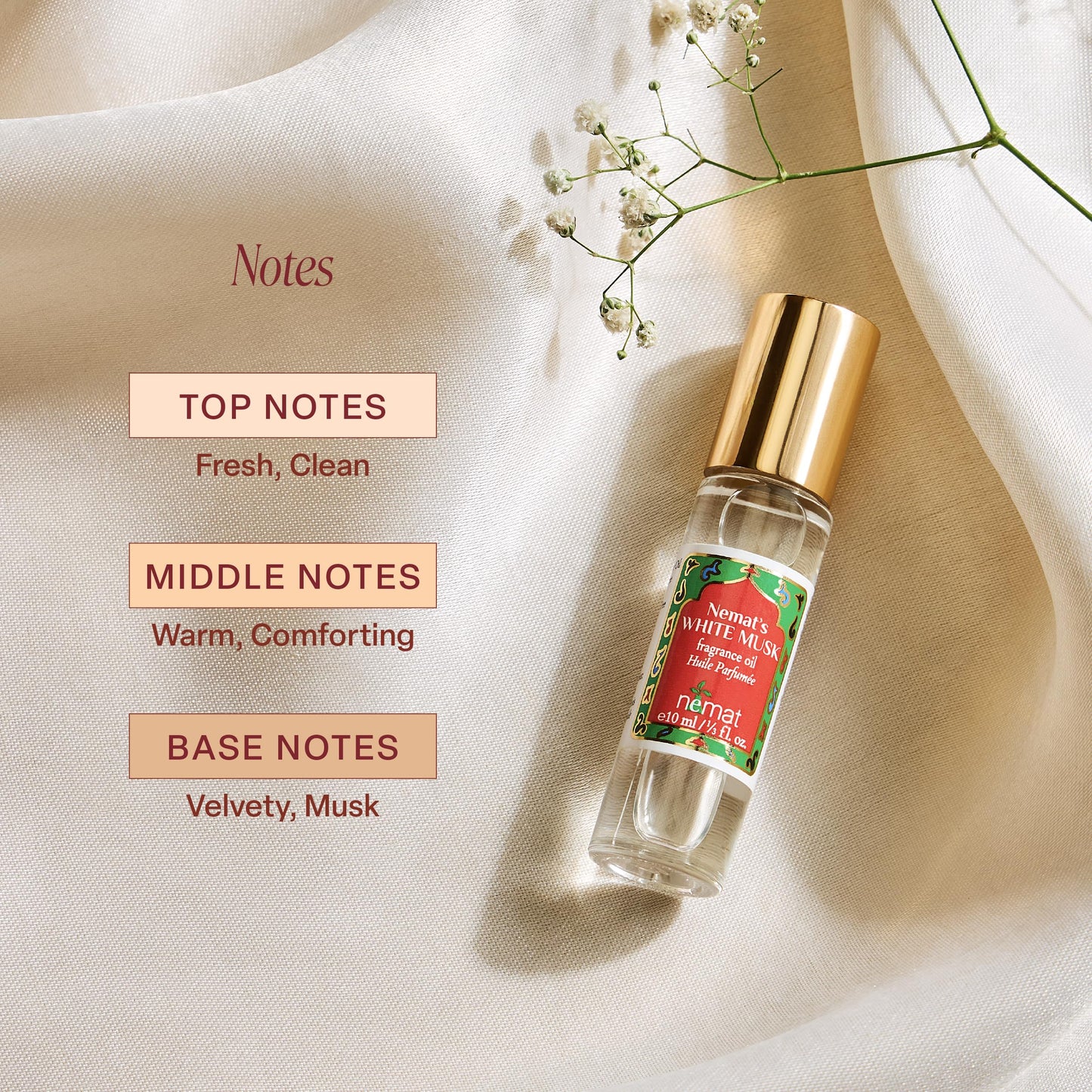 White Musk Perfume Oil Roll-On - White Musk Fragrance Oil Roller (No Alcohol) Perfumes for Women and Men by Nemat Fragrances, 10 ml / 0.33 fl Oz Beauty & Personal Care Nemat International