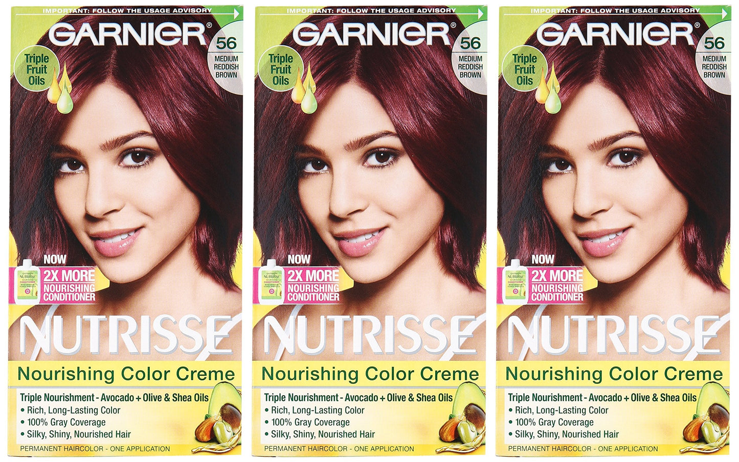 Garnier Nutrisse Nourishing Hair Color Creme, 56 Medium Reddish Brown (Sangria), 3 Count (Packaging May Vary) Beauty & Personal Care Garnier