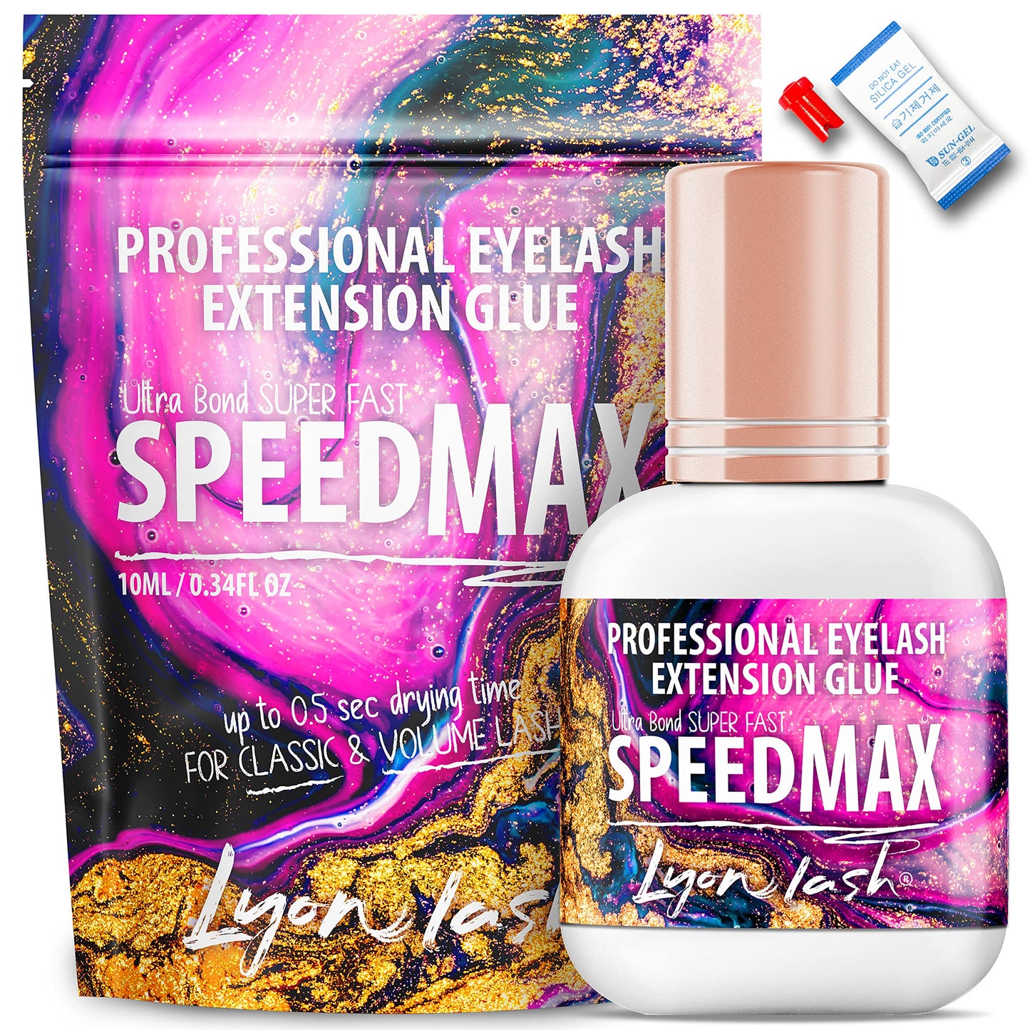 Lyon Lash SPEEDMAX Eyelash Extension Glue, 0.3–1.3s Dry Time, 8 Week Retention, Black Adhesive for Professional Lash Supplies, 10ml/0.34oz Beauty & Personal Care Lyon lash
