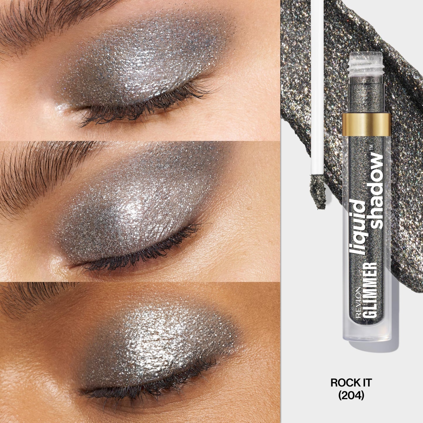 REVLON Glimmer Liquid Shadow, Smudge-Proof Shimmer Eyeshadow Makeup, Long Lasting, High Pigment, 204 Rock-IT Beauty & Personal Care REVLON