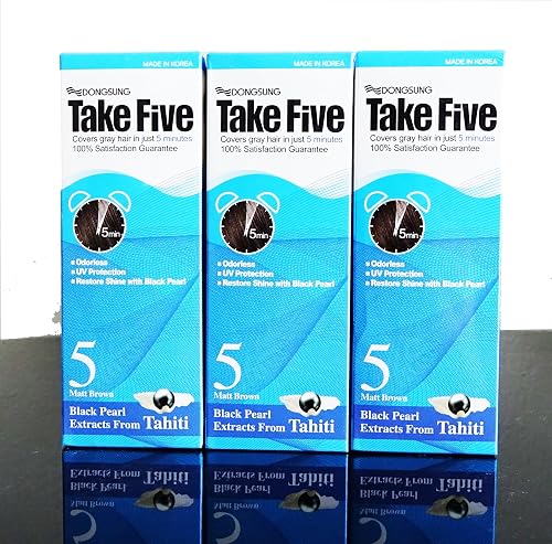 Dongsung Take 5 Hair Dye Gray Hair Coveage No. 5 Matt Brown Pack of 3 Beauty & Personal Care Take Five