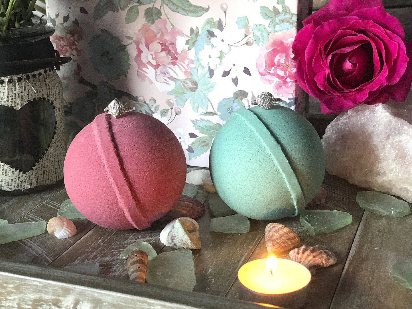Mermaid Love Potion Bath Bombs Gift Set of 2 with Ring Surprise Inside Each Made in USA Beauty & Personal Care Jackpot Candles