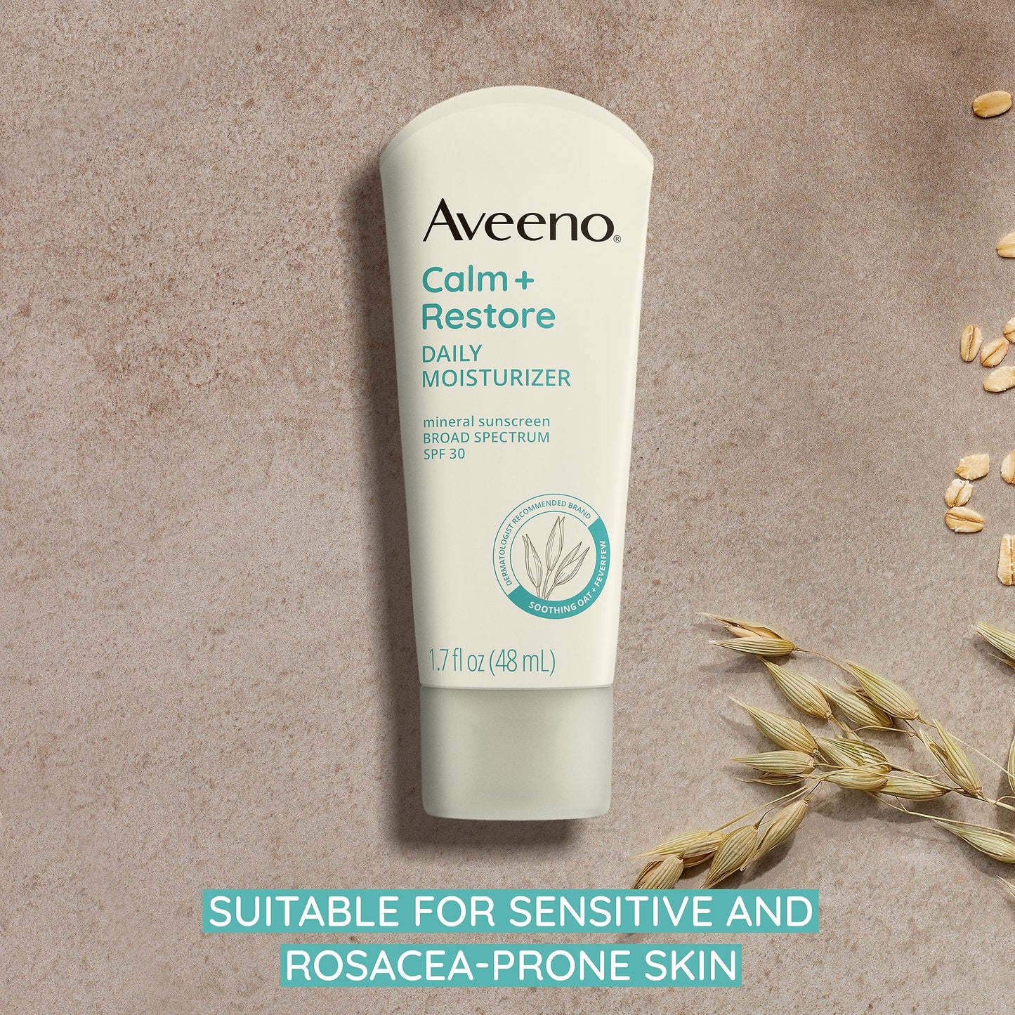 Aveeno Calm + Restore Daily Moisturizer Mineral Sunscreen with Broad Spectrum SPF 30, Lightweight All Day Moisture + UVA/UVB Sun Protection Beauty & Personal Care Aveeno