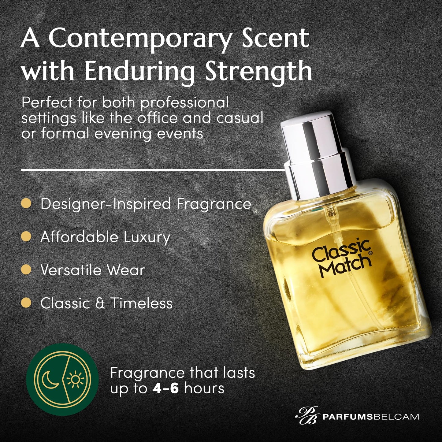 PB ParfumsBelcam Classic Match Green Eau De Toilette Spray for Men - Fresh Chypre Cologne, Bergamot, Basil, Musk, Long-Lasting Masculine Fragrance Beauty & Personal Care PB ParfumsBelcam
