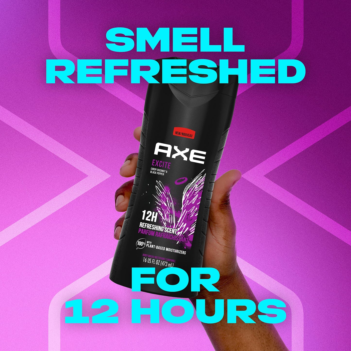 AXE Body Wash 12h Refreshing Scent Excite Crisp Coconut and Black Pepper Men's Body Wash, 16 Oz Beauty & Personal Care AXE