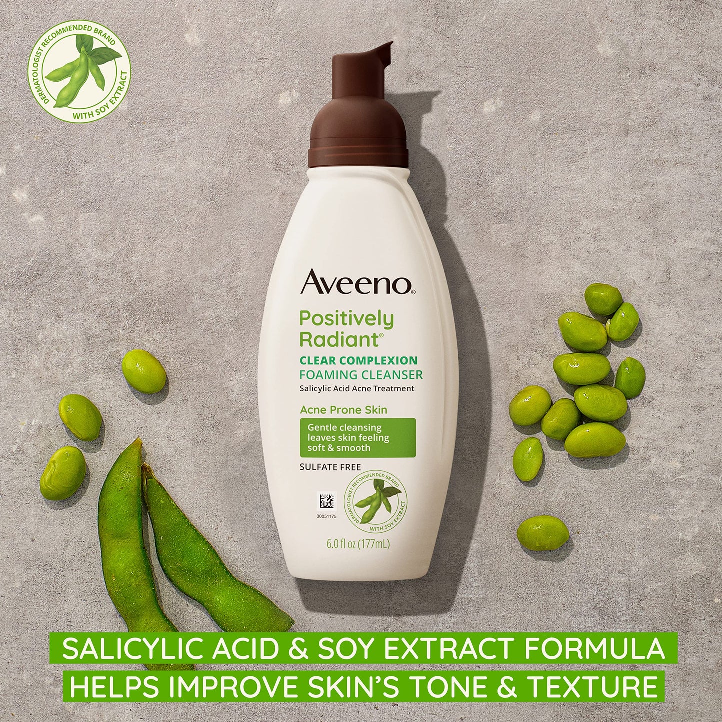 Aveeno Clear Complexion Foaming Oil-Free Facial Cleanser with Salicylic Acid Acne Medication for Breakout-Prone Skin & Soy Extracts, Hypoallergenic Beauty & Personal Care Aveeno
