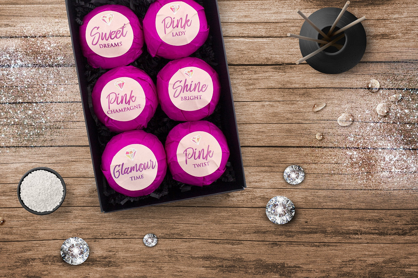 BRUBAKER Bath Bombs Gift Set "Shiny Diamonds" - 6 Handmade Luxury Spa Bath Fizzies - All Natural, Vegan, Organic Ingredients - Aloe Vera Moisturizes Beauty and Personal Care BRUBAKER