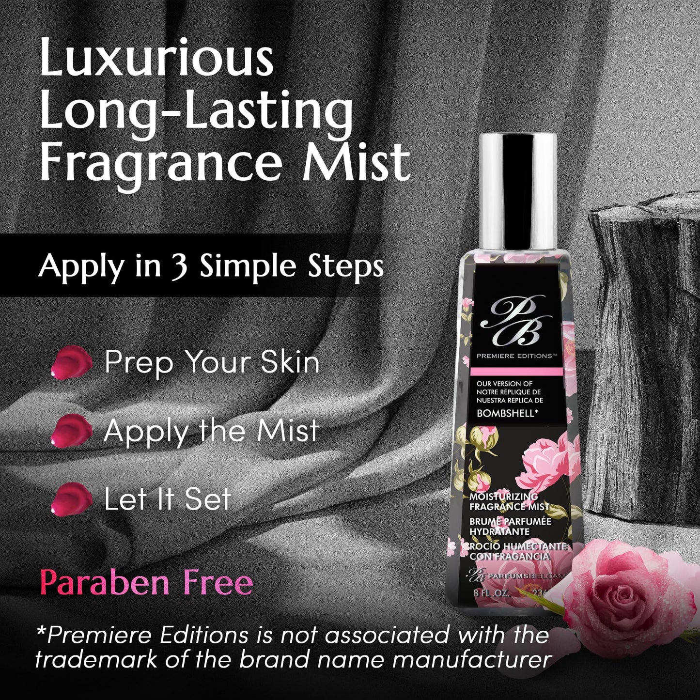 PB ParfumsBelcam Premiere Editions Moisturizing Fragrance Mist for Women - Fruity Floral Scent with Red Berries, Peony & Soft Florals - Hydrating Body Beauty & Personal Care PB ParfumsBelcam