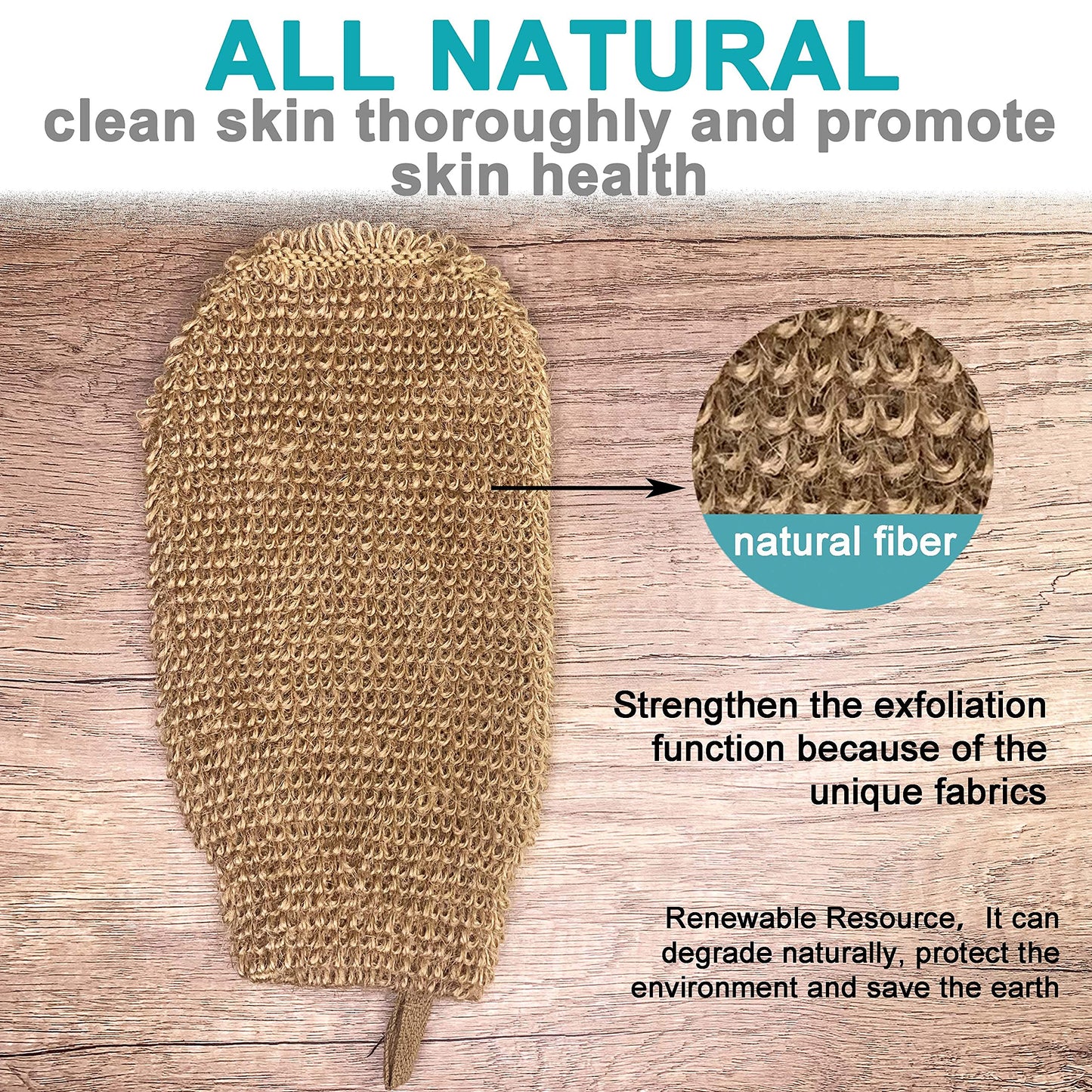2 Pack 100% Natural Exfoliating Hemp Glove Mitt Mitten - Bath Sponge Scrubber Remove Dead Skin - Deep Clean & Invigorate Your Skin - Machine Wash Beauty & Personal Care Mr.Cui'shop