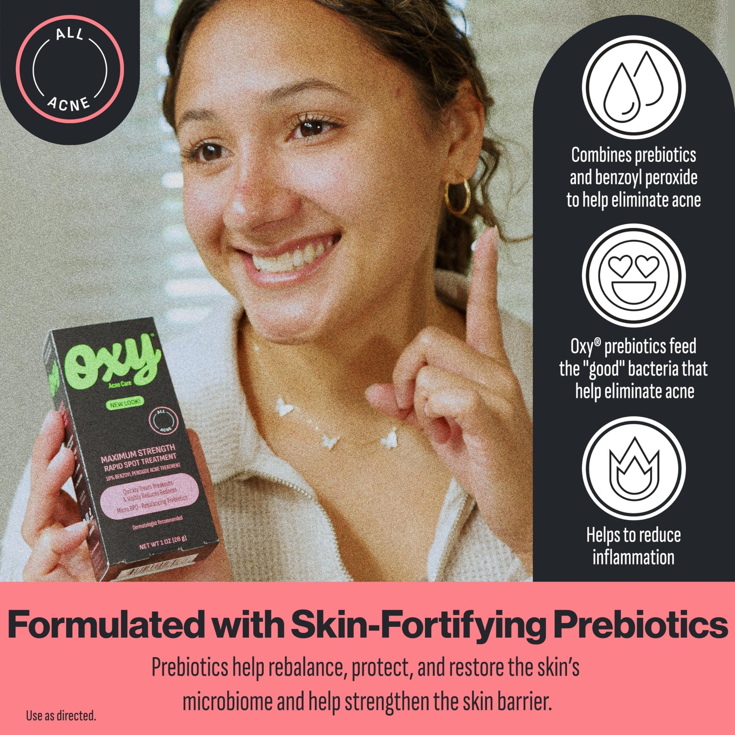 Oxy Rapid Acne Spot Treatment for Face & Body, Maximum Strength 10% Benzoyl Peroxide Blemish Cream Medication for Blackheads, Prebiotic Pimple Cream Beauty & Personal Care Oxy
