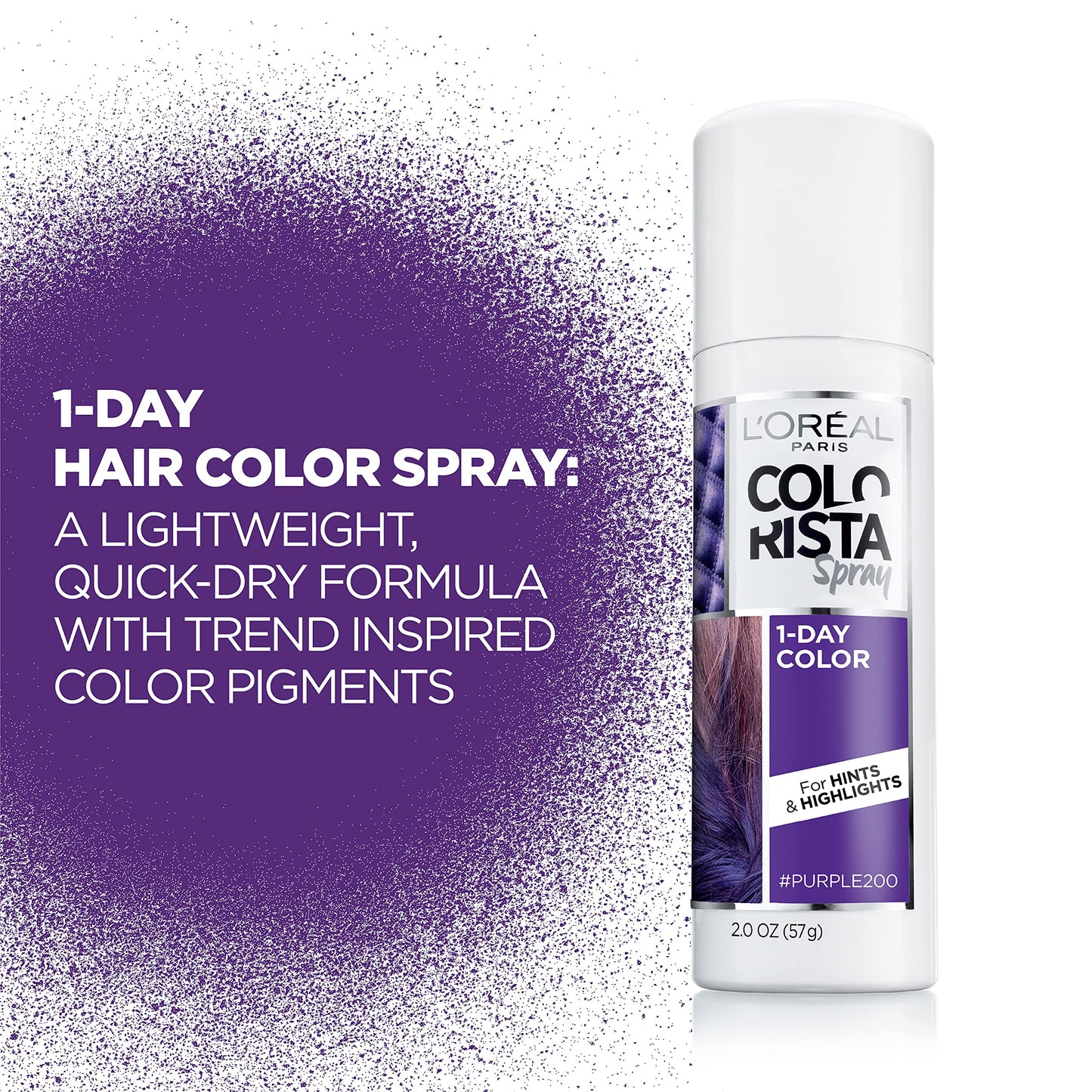 L'Oreal Paris Colorista 1-Day Washable Temporary Hair Color Spray, Purple, 2 Ounces Beauty & Personal Care L'Oreal Paris