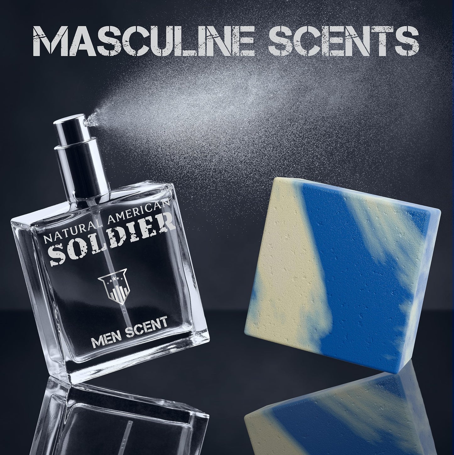 NATURAL AMERICAN SOLDIER Mens Bar Soap - Masculine Scents, 100% Natural Soap for Men - Essential Oils, Organic Shea Butter - Made in USA, Man Body Beauty & Personal Care NATURAL AMERICAN
