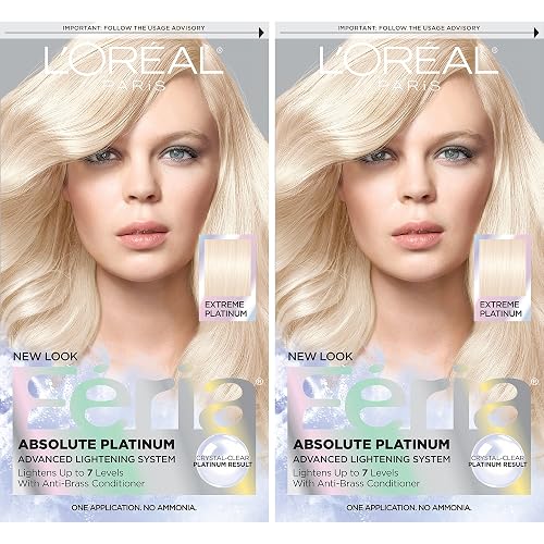L'Oreal Paris Feria Multi-Faceted Shimmering Permanent Hair Color, Extreme Platinum, Hair Dye Kit, Pack of 2 Beauty & Personal Care L'Oreal Paris