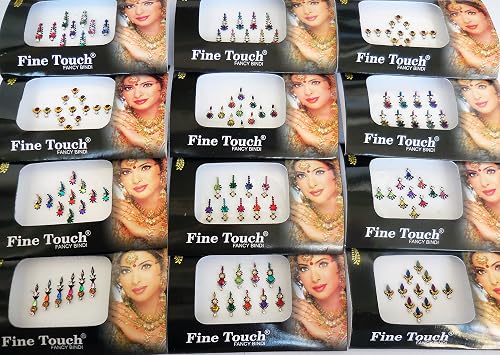 6 Packs- 42 Self-Adhesive Bindis Small to Long Forehead Tika Beauty & Personal Care Fine Touch