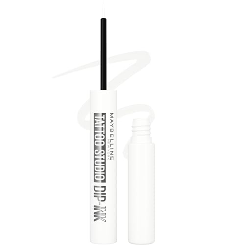 MAYBELLINE Tattoo Studio Dip-Ink Liquid Eyeliner, Waterproof Eyeliner With Up to 24 Hour Wear, White Canvas, 1 Count