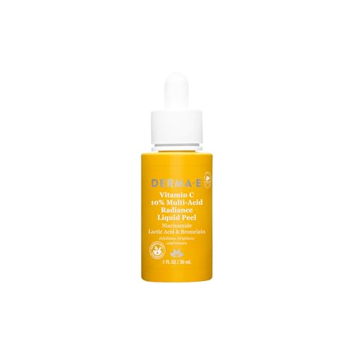 DERMA E Vitamin C 10% Multi-Acid Radiance Liquid Peel with Lactic Acid, 1 Fl Oz, Niacinamide & Bromelain, Exfoliating & Brightening Facial Peel Beauty & Personal Care Derma E