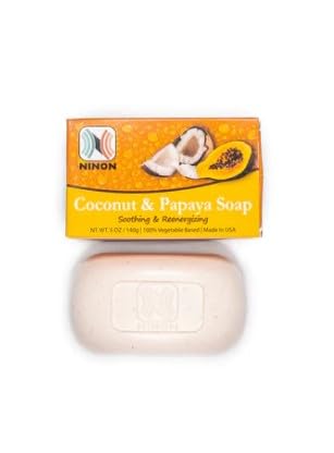 Ninon Coconut and Papaya Soap Bars (5oz)- 6PACK Made With 100% Natural Pure Vegetable Oils, Coconut Oil, Papaya Extract and Vanilla Beans; Made In USA Beauty & Personal Care Ninon