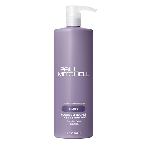 Paul Mitchell Platinum Blonde Violet Shampoo, Banishes Brass + Brightens, Ideal for Light to Medium Blonde, Silver, Gray or White Hair, 33.8 fl oz Beauty & Personal Care Paul Mitchell