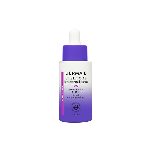 DERMA E Ultra Lift DMAE Concentrated Serum - All Natural Skin Firming Serum - Hydrating Serum with Copper Peptides and Resveratrol - Concentrated Beauty & Personal Care Derma E
