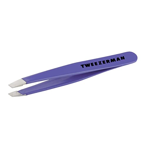 Tweezerman Mini Slant Travel Tweezers For Eyebrows, Travel Tweezers for Eyebrows, Facial Hair (Blooming Lilac) Beauty & Personal Care Tweezerman