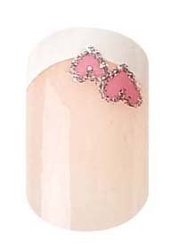 Party Nails, Pre Glued, False Nails, 12 (French Manicure with a Pink Heart) Beauty & Personal Care Cala