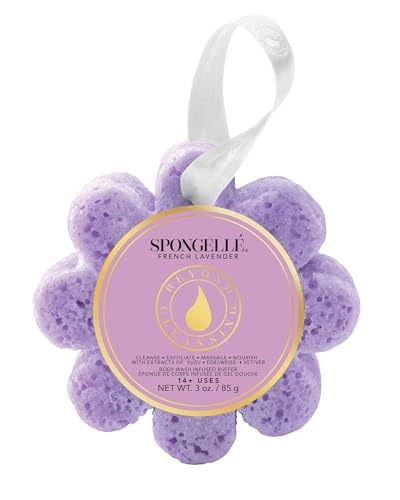 Spongellé French Lavender Wild Flower Bath Sponge - Built-in Body Wash & Body Scrubber, Shower Loofah Sponge for Women - 14+ uses Beauty and Personal Care SPONGELLÉ