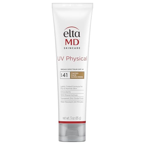 EltaMD UV Physical Tinted Mineral Sunscreen for Face SPF 41, 100% Mineral Actives Tinted Face Lotion, Water Resistant, Paraben-Free, Transparent Zinc Beauty & Personal Care EltaMD