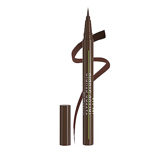 Maybelline Tattoo Studio Ink Pen Liquid Eyeliner, Up to 24 Hours of Wear, Waterproof & Smudge-Resistant Make Up, Brown, 1 Count Beauty & Personal Care MAYBELLINE