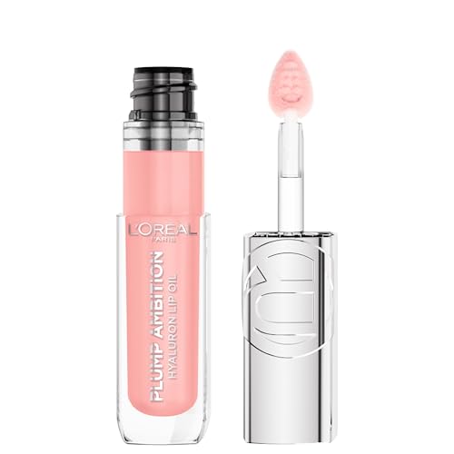 L'Oreal Paris Plump Ambition Hyaluron Lip Oil, 24 HR Lip Gloss with Hyaluronic Acid, Volumizing Formula with Glass-Like Shine, Milky Nu 201, 0.16 Fl Beauty & Personal Care L'Oreal Paris