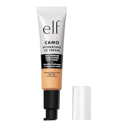 e.l.f. Hydrating Camo CC Cream, SPF 30, Color Correcting Full Coverage Foundation For A Dewy Finish, Vegan , Light 250 W Beauty & Personal Care e.l.f.