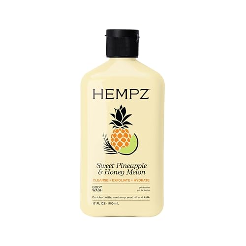 Hempz Body Wash - Sweet Pineapple & Honey Melon - Hydrating for Sensitive Skin, Scented, Exfoliating with Shea Butter, Pure Hemp Seed Oil, and Algae Beauty & Personal Care Hempz