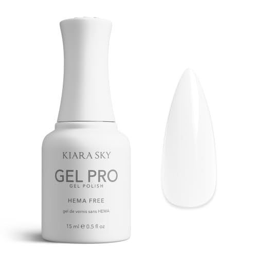 KIARA SKY Gel Pro HEMA-Free Gel Nail Polish | Full Coverage, 28+ Day Wear, Self-Leveling, UV/LED Soak-Off, 0.5 fl oz | True White #001
