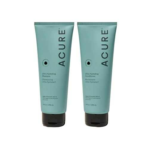 Acure Ultra Hydrating Shampoo and Conditioner Set - Moisturizing Set with Argan Oil for Women & Men with Dry, Damaged, Straight or Curly Hair, 100% Beauty & Personal Care Acure