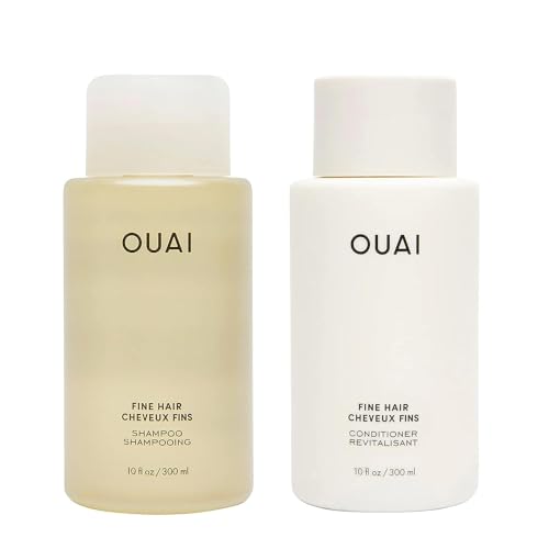 OUAI Fine Shampoo and Conditioner Set - Sulfate Free Shampoo and Conditioner for Women & Men - Made with Keratin, Marshmallow Root, Shea Butter Beauty & Personal Care OUAI