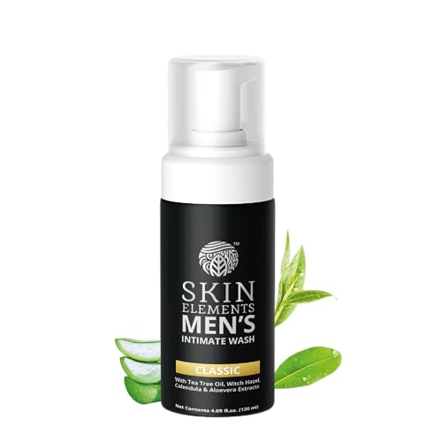 Skin Elements Intimate Wash for Men | pH Balanced Foaming Wash with Tea Tree Oil & Aloe Vera | Soothes, Refreshes & Maintains Hygiene | 4.05 fl. oz. | Beauty & Personal Care Skin Elements