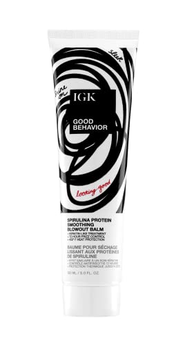 IGK GOOD BEHAVIOR Spirulina Protein Smoothing Blowout Balm | Keratin Like Treatment + Frizz Control + Heat Protectant | Vegan + Cruelty Free | 5 Oz Beauty & Personal Care IGK