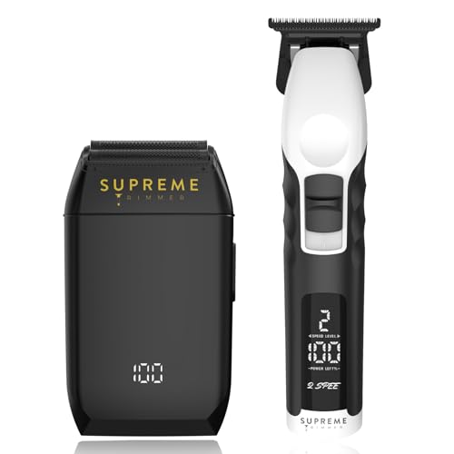 Supreme Trimmer Crunch Foil Shaver & 2Spee Trimmer Barber Hair Cutting Kit - Cordless Beard & Mustache Trimming Set - LCD Battery Displays, Removable Beauty and Personal Care Supreme Trimmer