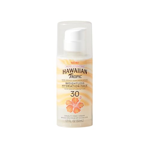 Hawaiian Tropic Weightless Hydration Lotion Sunscreen for Face SPF 30, 1.7oz | Travel Size Sunscreen Lotion, Beach Essentials, Sun Protection, Travel Beauty & Personal Care Hawaiian Tropic