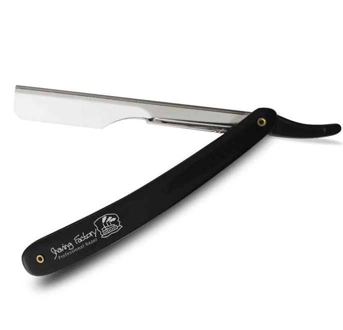 The Shave Factory Black & Silver Straight Edge Razor, Single Edge Blade Compatible Shaving Kit, Easy Replaceable Blade Razor (2 Piece Set) Beauty and Personal Care the shave factory