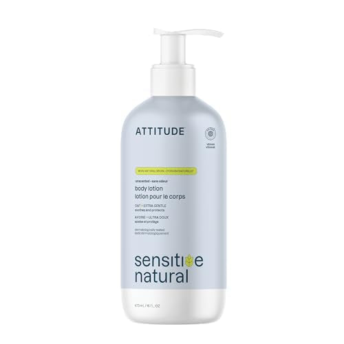 ATTITUDE Body Lotion for Sensitive Skin with Oat, EWG Verified, Dermatologically Tested, Vegan, Extra Gentle, Unscented, 16 Fl Oz Beauty & Personal Care BIO SPECTRA ATTITUDE