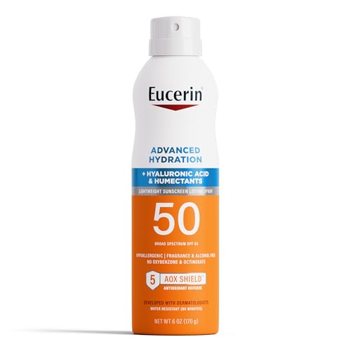 Eucerin Advanced Hydration SPF 50 Sunscreen Spray, Lightweight Spray Sunscreen with Hyaluronic Acid and Humectants, Hypoallergenic, Fragrance Beauty and Personal Care Eucerin Default Title