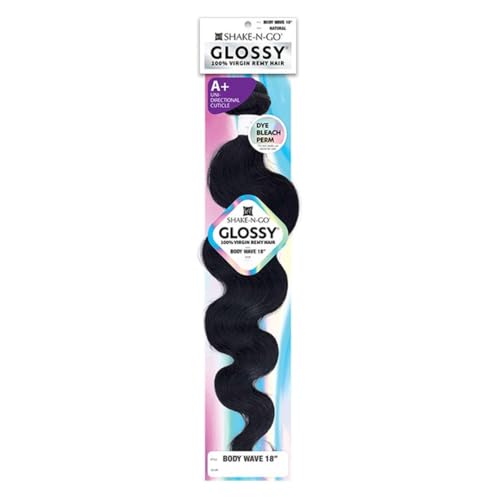 Shake N Go Virgin Remy Hair Weave Glossy Body Wave 20" (Color : Natural Black)