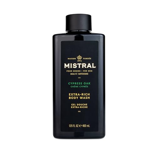 Mistral Men's Body Wash & Shampoo, Cypress Oak 13.5 oz | 2-in-1 Natural Shower Gel for Men | SLS, Paraben & Phthalate Free | Natural Men’s Body Wash Beauty & Personal Care Mistral