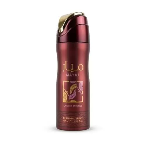 Lattafa Mayar Cherry Intense Perfumed Deodorant Spray 200ml (6.67 oz) - Fruity Sweet Cherry, Vanilla & Amber - Long Lasting Body Spray for Women Beauty and Personal Care Lattafa