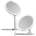 Fancii Abigail Rechargeable Travel Makeup Mirror with LED Light, 8" Foldable Stand, 3 Color Lighting Travel Mirror. Dimmable & Lightweight Portable Beauty & Personal Care Fancii