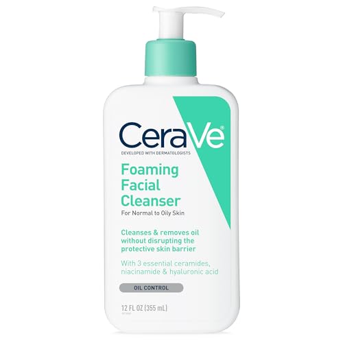CeraVe Foaming Facial Cleanser, Daily Face Wash for Oily Skin with Hyaluronic Acid, Ceramides, and Niacinamide, Fragrance Free Paraben Free, 12 Fluid Beauty & Personal Care CeraVe