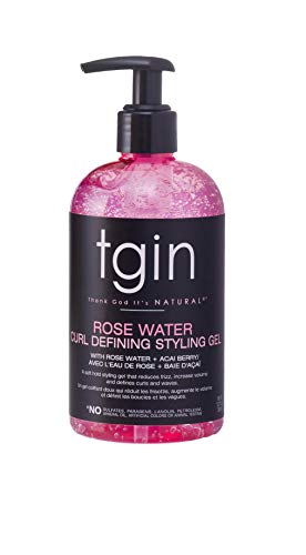 tgin Rose Water Curl Defining Styling Gel - Lightweight Hair Gel for Soft, Defined Curls - Curly Hair Products for Frizz Reduction & Volume Boost - No Beauty & Personal Care Thank God It's Natural