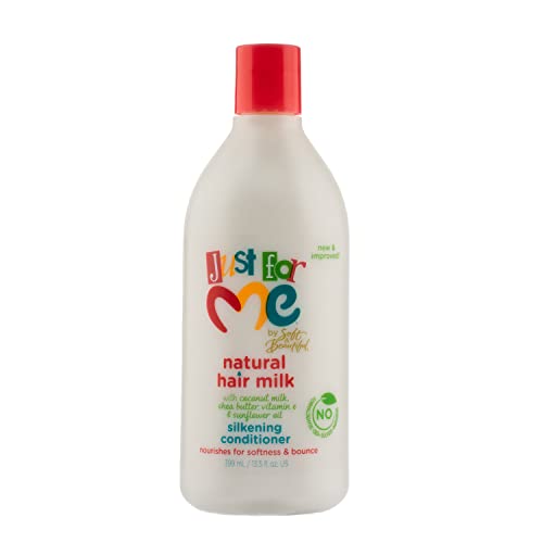 Just For Me Natural Hair Milk Silkening Conditioner, Nourishes For Softness & Bounce, With Coconut Milk, Shea Butter, Vitamin E & Sunflower Oil, 13.5