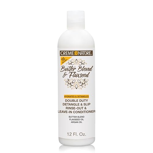 Creme of Nature Double Duty Detangle and Slip Rinse-Out and Leave-In Conditioner with Butter Blend, Flaxseed and Argan Oil, Moisture-Rich, Multi-Use Beauty & Personal Care Creme of Nature