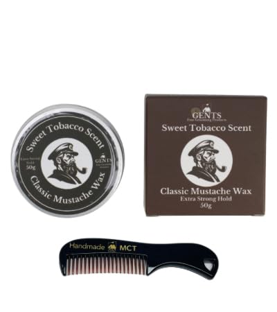G.B.S Strong Hold Sweet Tobacco Scented Mustache Wax, Easy Application, Restyleable, long lasting hold with Styling Comb (1.7 oz) (Pack of 1, Sweet Beauty and Personal Care G.B.S
